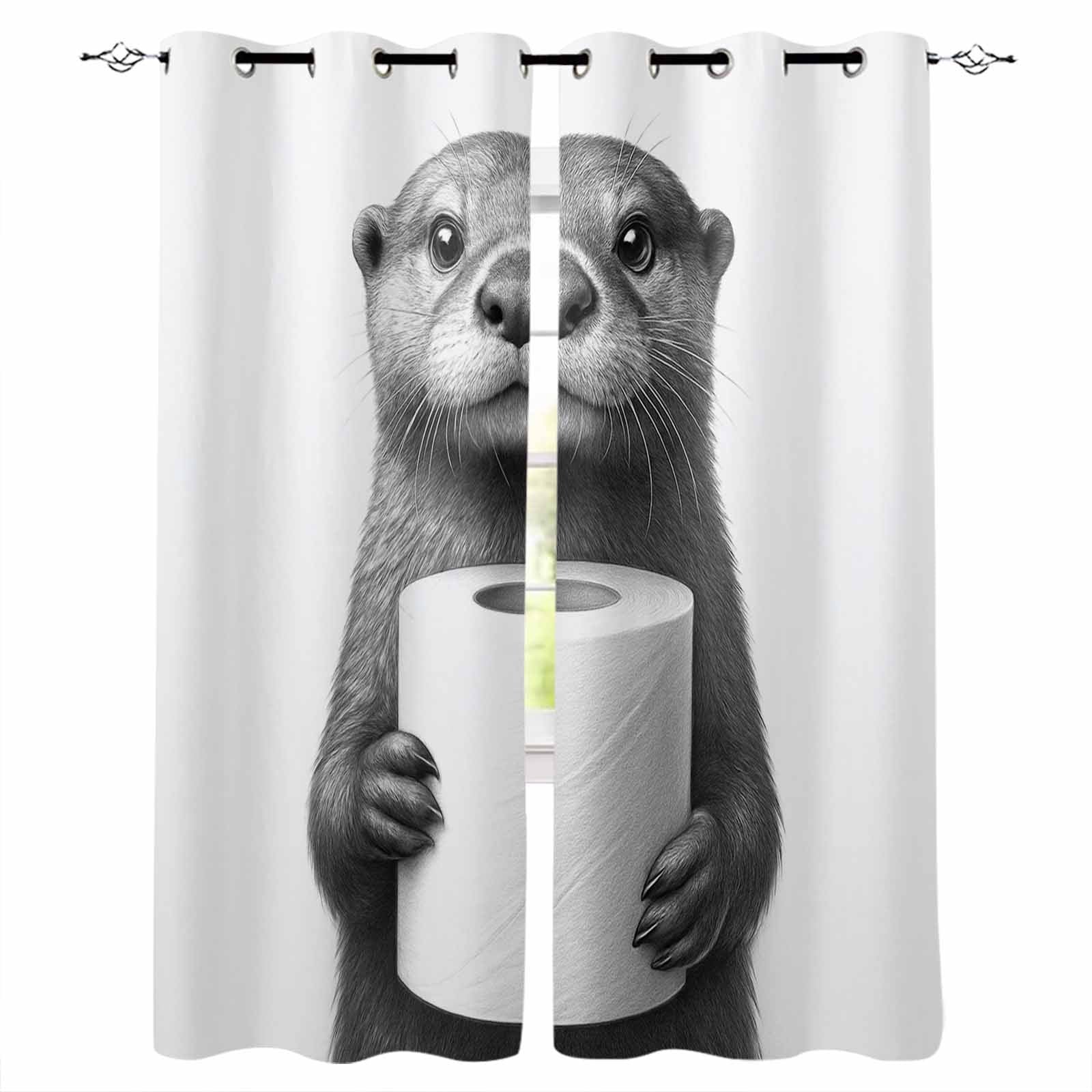 Cute Otter Blackout Curtains for Bedroom - 84 Inch Long Light Blocking ...