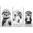 thumbnail image 1 of Cute Otter Canvas Wall Art Funny Bathroom Paintings Pictures Wall Decor Black And White Animal Poster Printing Artwork for Home Farmhouse Toilet Lavatory Bathroom(Framed canvas), 1 of 6