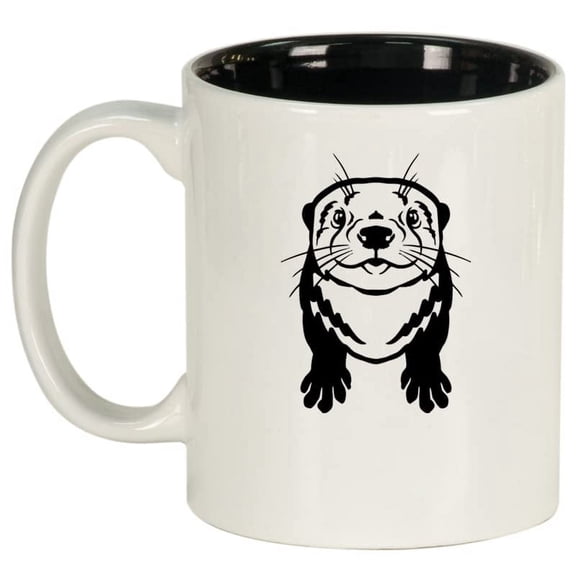 Cute Otter Ceramic Coffee Mug Tea Cup Gift for Her, Him, Friend, Coworker, Wife, Husband, Animal Lover (11oz White)