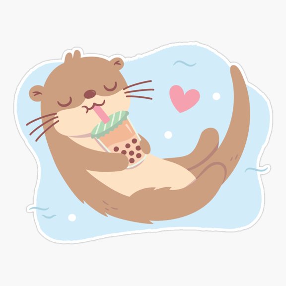 Cute Otter Loves Bubble Tea Sticker