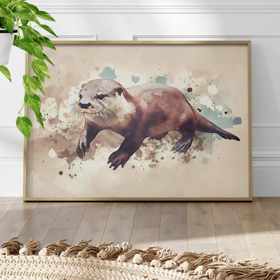 Cute Otter Poster, Aquatic Nursery Wall Art