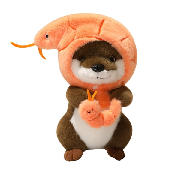 Cute Otter Stuffed Animal, 8.7 '' Otter Plush Toy with Seafood Headgear, Creative Fun Plush Toy Gift for Home Decor