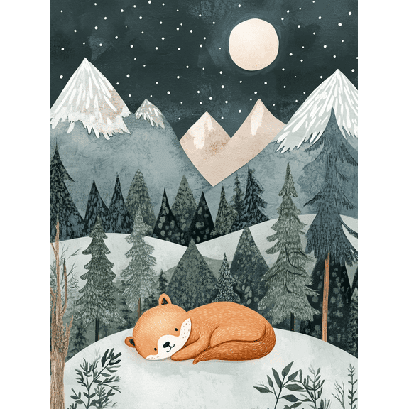 Cute Otter Winter Mountain Canvas Print/Wall Art Perfect for Living Room Bedroom Nursery Bathroom and Office Decor