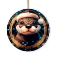 thumbnail image 1 of Cute Otter with Santa Hat Coastal Christmas Ornament, 1 of 4