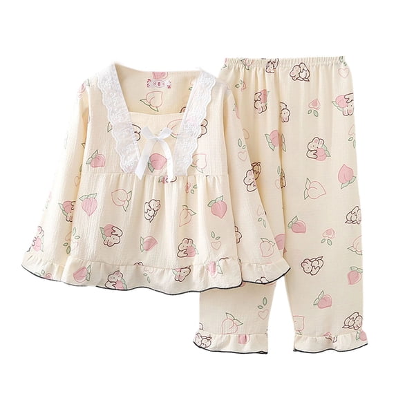 Cute Outfits For Girls Clothes Cartoon Print Long Sleeve Homewear Girls' Clothing Sets