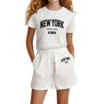 thumbnail image 1 of Cute Outfits Kids Girls Short Sleeve Letter Print T Shirt and Shorts Loungewear Beach Vacation Clothes Fashion Outfit #White 11-12 Years, 1 of 4