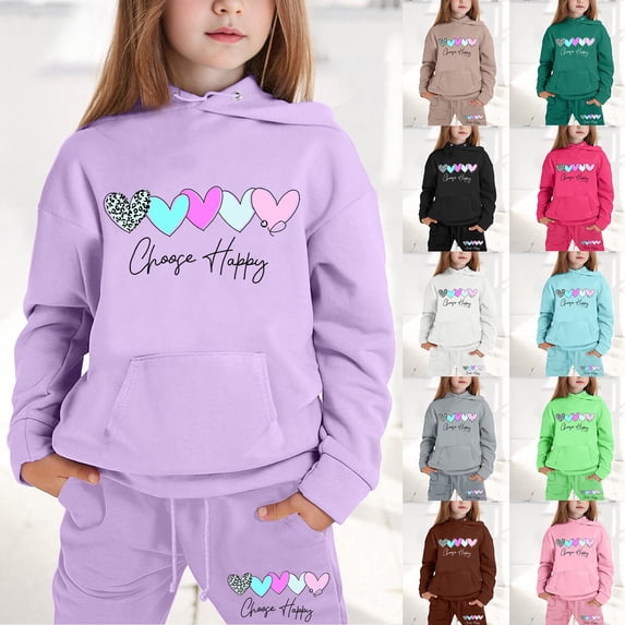 Cute Outfits for Girls 12 Graphic Long Sleeve Sweatshirt Pullover Tops + Joggers Pants Oversized Fall Winter Clothes for Boys