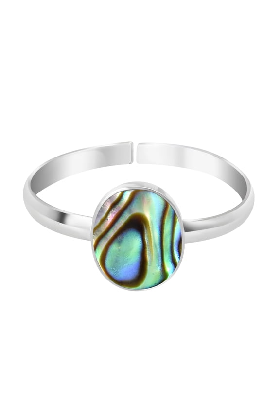 Cute Oval Abalone Shell .925 Silver Toe/Pinky Ring for Female Adult Anniversary