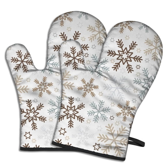 Cute Oven Mitts,Light Christmas Snowflake Pattern Oven Mitt 2-Pack Set,Kitchen Gloves for Oven,Heat Resistant Oven Mitts 7.7"x12"
