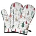 thumbnail image 1 of Cute Oven Mitts,Multicolor Christmas Tree Pattern Oven Mitt 2-Pack Set,Kitchen Gloves for Oven,Heat Resistant Oven Mitts 7.7"x12", 1 of 7