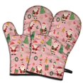 thumbnail image 1 of Cute Oven Mitts,Pink Christmas Santa Pattern Oven Mitt 2-Pack Set,Kitchen Gloves for Oven,Heat Resistant Oven Mitts 7.7"x12", 1 of 7