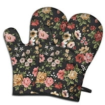 Cute Oven Mitts,Pioneer Flower Floral Print Pattern Oven Mitt 2-Pack Set,Kitchen Gloves for Oven,Heat Resistant Oven Mitts 7.7"x12"