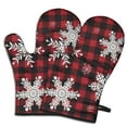 thumbnail image 1 of Cute Oven Mitts,Red Christmas Snowflake and Plaid Pattern Oven Mitt 2-Pack Set,Kitchen Gloves for Oven,Heat Resistant Oven Mitts 7.7"x12", 1 of 7