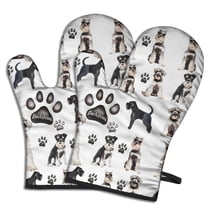 Cute Oven Mitts,Schnauzer Dogs Oven Mitt 2-Pack Set,Kitchen Gloves for Oven,Heat Resistant Oven Mitts 7.7"x12"
