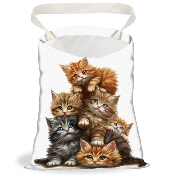 Cute Overlay Cat Car Trash Bag Hanging Garbage Bag with Snap Buttons Car Back Seat Trash Storage Portable Dustbin Vehicle Trash Can