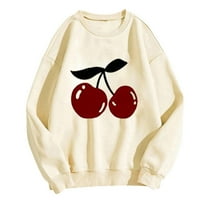 Cute Oversized Sweatshirts for Womens Trendy Cherry Graphic Pullover Tops Long Sleeve Shirt Outfits