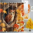 thumbnail image 1 of Cute Owl Autumn Orange Maple LeavesWatercolor Oil Painting Style, 1 of 6