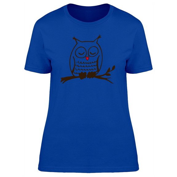Cute Owl Doodle Sketch T-Shirt Women -Image by Shutterstock, Female Medium