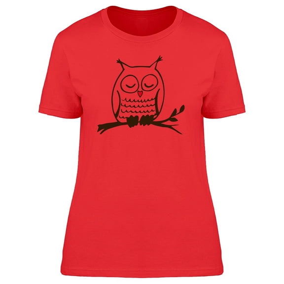 Cute Owl Doodle Sketch T-Shirt Women -Image by Shutterstock, Female Small