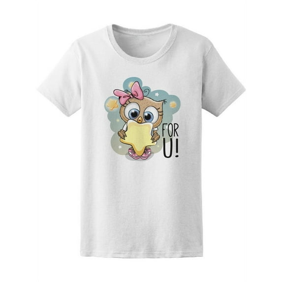 Cute Owl For U Star T-Shirt Women -Image by Shutterstock, Female Large