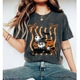 thumbnail image 1 of Cute Owl Halloween T-Shirt – Witch Hat Pumpkin Graphic Tee for Women, 1 of 2
