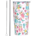 Cute Owl Insulated Tumbler With Lid And Straw, Stainless Steel Tumblers