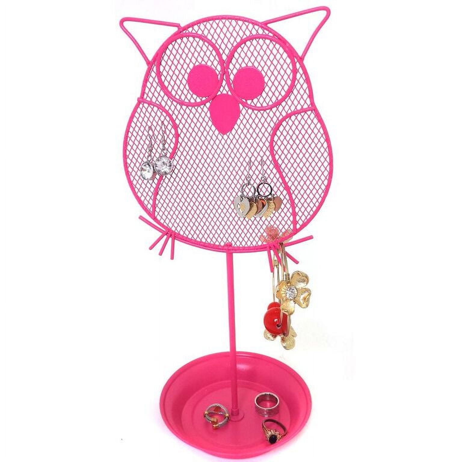 Cute Owl Jewelry Organizer Pink Earring Jewelry Stand Dresser Top Jewelry Organizer for Teens