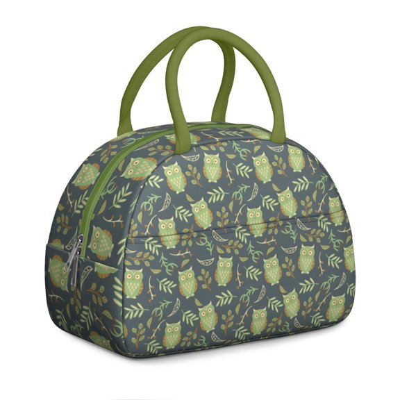 Cute Owl Lunch Bag – Snowy Owl with Big Eyes, Cartoon Night Pattern for Owl Lovers