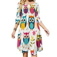 thumbnail image 1 of Cute Owl Pattern-1 Womens Summer Dress Tie Back A Line Flare Dress, 1 of 9