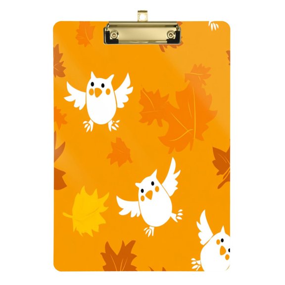 Cute Owl Pattern Design 12.5x9in Clipboard, Durable Acrylic with Metal Clip and Wall Hook for Office or Classroom