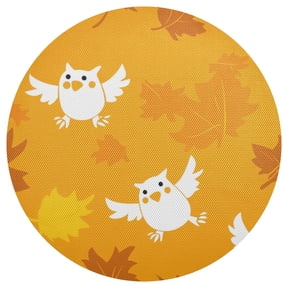 Cute Owl Pattern Design 15.4in Diameter PVC Plate Mat, Heat-Resistant and Cuttable, Kitchen Decor