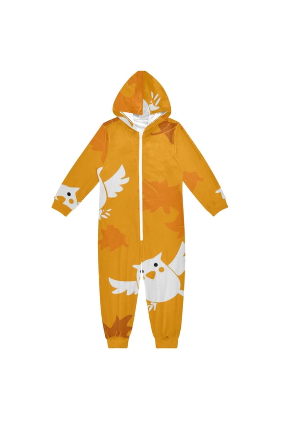 Cute Owl Pattern Design One Piece Pajamas Soft Jumpsuit Cozy Sleep and Play Romper Zipper and Pockets 5-6T