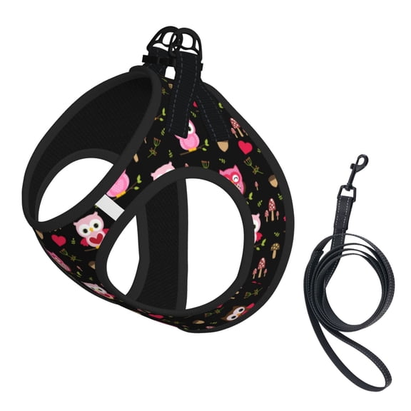 Cute Owl Pattern Pet Leash Vest Small Dogs Cats Puppy Harness With Leash Reflective No Choke Small