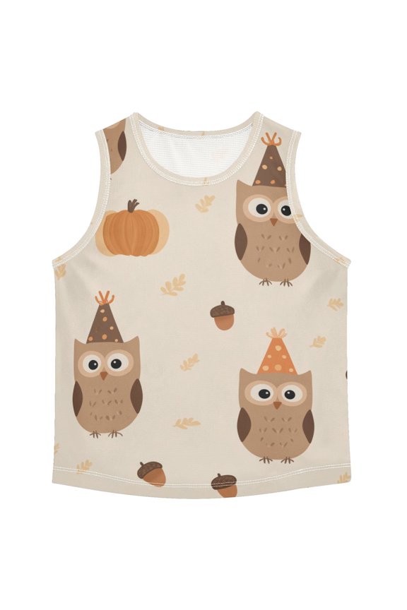 Cute Owl Pine Cone Pumpkins Vest Undershirt Tank Top Sleeveless Quick Dry 4T