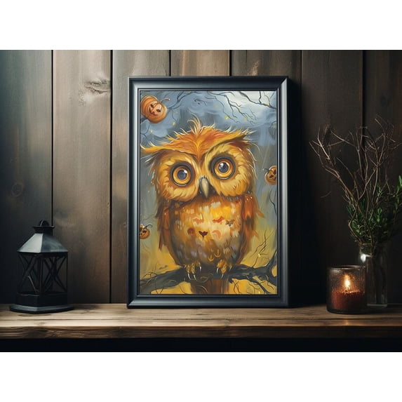 Cute Owl Poster Print, Halloween Poster, Poster For Halloween, Wall Art Halloween, Owl Wall Decor, Ghost Halloween Wall Decor, Owl Wall Art