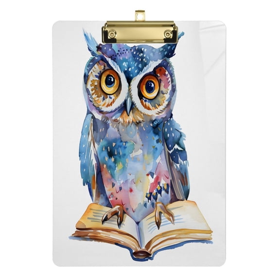 Cute Owl Reading Acrylic Clipboards A4 Standard Letter Size Clipboard 12.5" X 9" Clip Board for Students Teacher Office