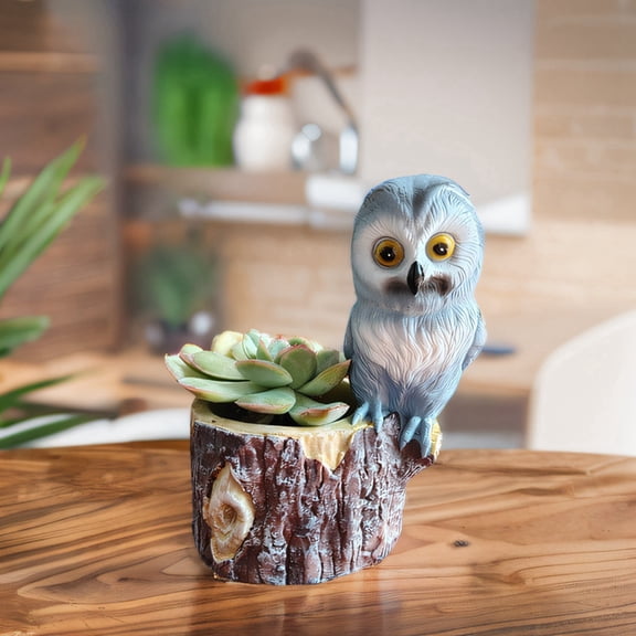 Cute Owl Resin Flower Pot Garden Office Decoration Mini Owl Flowerpot Cute Animal Flowerpot
