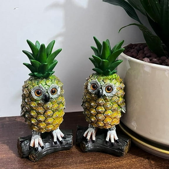 Cute Owl Shape Resin Ornaments Pastoral Small Pineapple-Owl for Outdoor and Indoor Art Garden Courtyard Decor