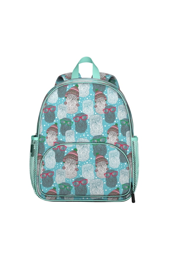 Cute Owl Student Backpack – Big Eyes Snowy Owl Cartoon Print With Night Pattern Design For Student