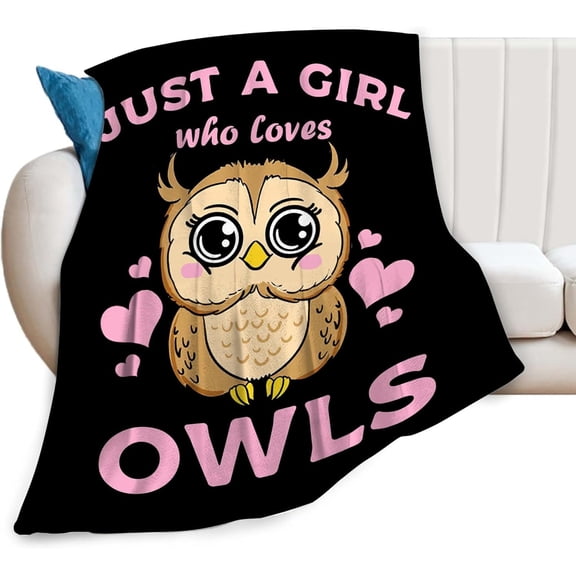 Cute Owl Throw Blanket Just A Girl Who Loves Owl Blanket Gifts for Girls Boys Kids Super Soft Cozy Plush Fleece Warm Blanket Decor 40''''X50''''