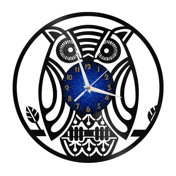 Cute Owl Vinyl Record Wall Clock for Kitchen Wall Decor Wall Art Gift for Lover Gift Idea for a Best Friend(B)