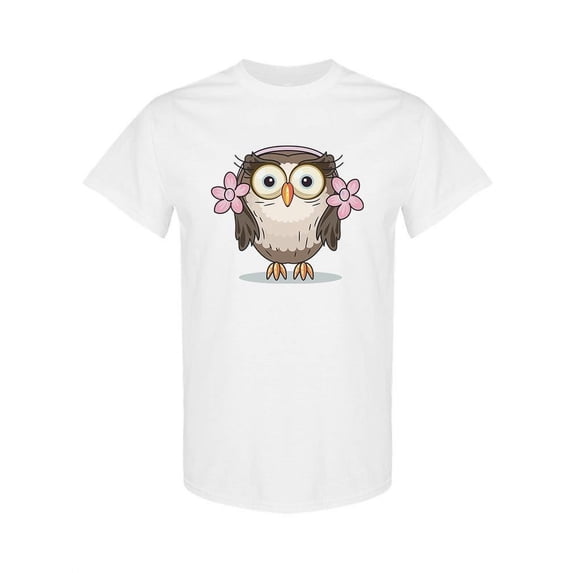 Cute Owl With Flowers T-Shirt Women -SPIdeals Designs, Female 4X-Large
