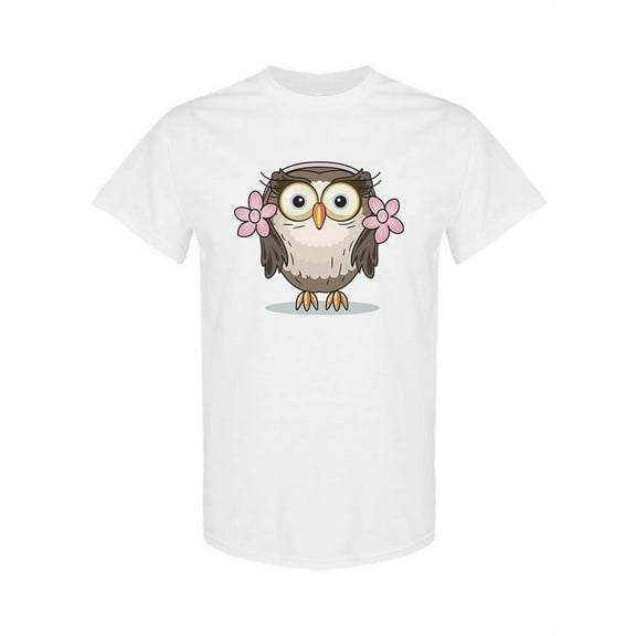 Cute Owl With Flowers T-Shirt Women -SPIdeals Designs, Female Large