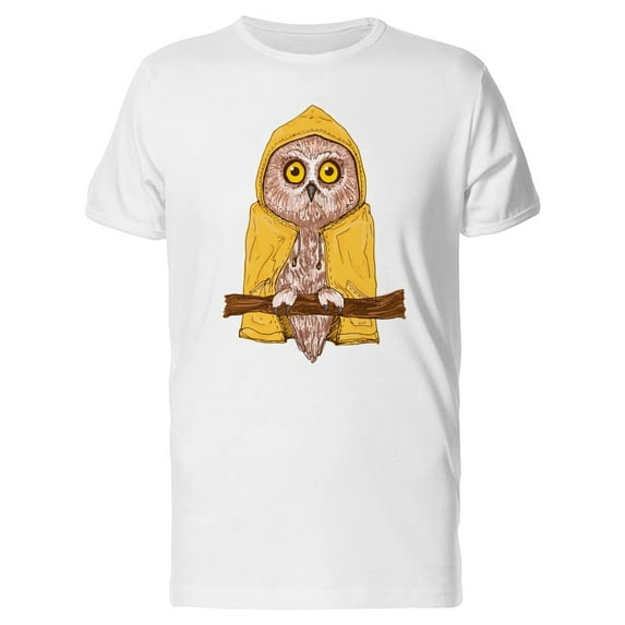 Cute Owl With Yellow Raincoat T-Shirt Men -Image by Shutterstock, Male 4X-Large