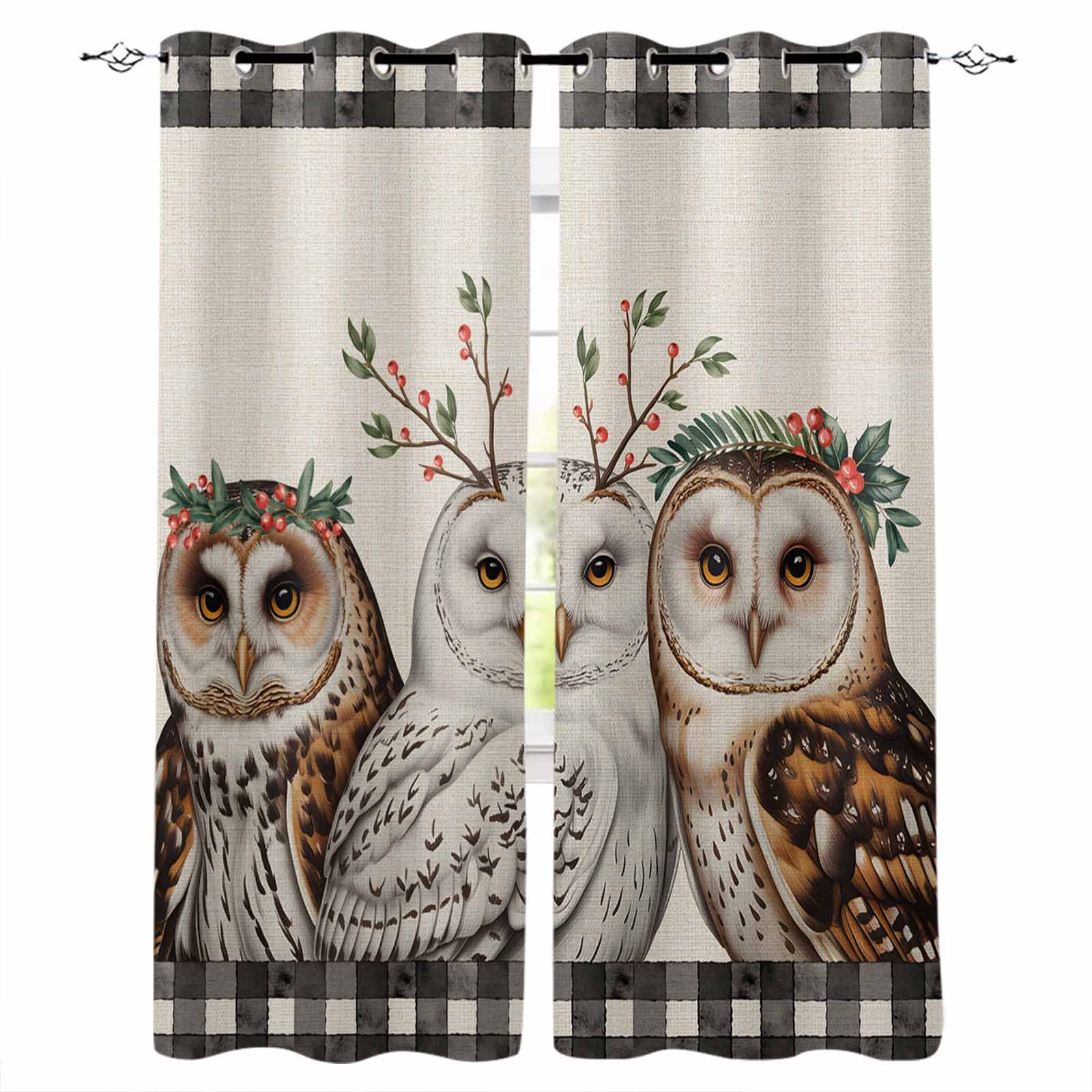 Cute Owls Blackout Curtains for Bedroom Living Room Darkening Curtains ...