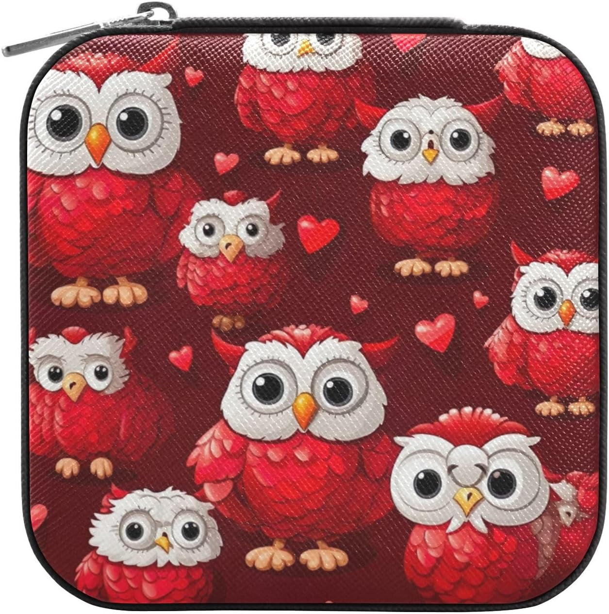 Cute Owls Jewelry Box for Girls Women PU Leather Jewelry Organizer Case