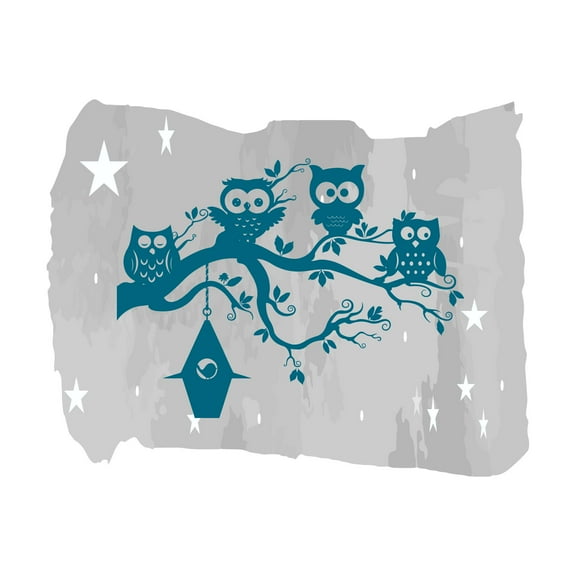 Cute Owls Sitting On A Tree Vinyl Kids Wall Decor Wall Art Sticker Designs Vinyl Stickers For Home House Walls Rooms Windows Bedroom Decoration Size (20x20 inch)