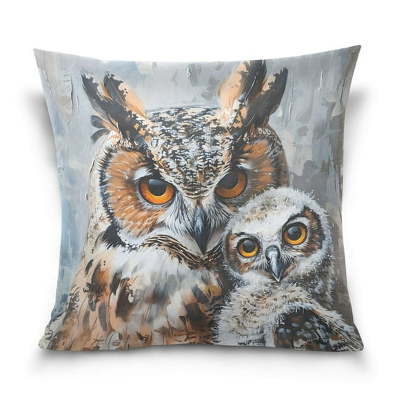 Cute Owls Throw Pillow Covers Couch Pillowcases Decor for Bed Sofa 18" x 18"
