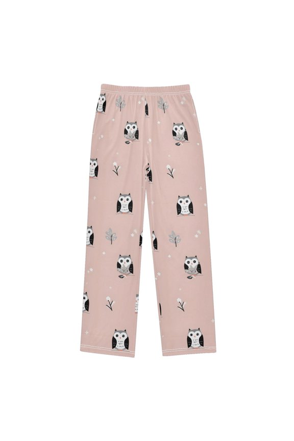 Cute Owls and Leaves Pajama Pants Soft Lightweight Lounge Pants Bottoms Sleep Pants Warm Comfy