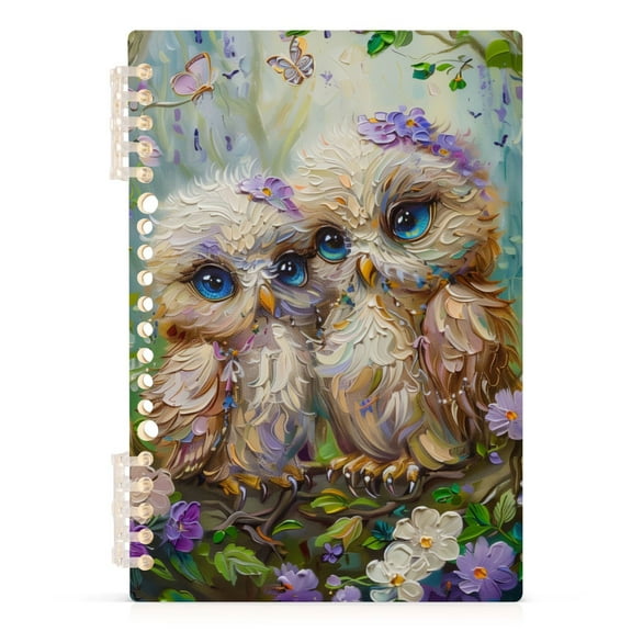 Cute Owls in Forest Notebooks 1-subject Journal 60 Sheets A5 College Ruled Paper Detachable Ring 8.3"x5.7"